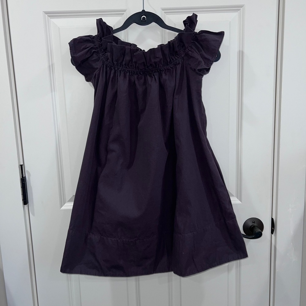 Free People Sophie Off the Shoulder‎ Twill Ruffle Mini Dress Purple Size Small